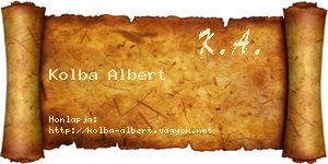 Kolba Albert névjegykártya